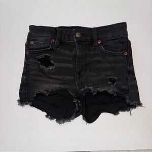 American Eagle Black Distressed Denim Shorts